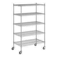 Regency 24" x 42" x 70" NSF Chrome Mobile Wire Shelving Starter Kit with 5 Shelves