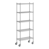 Regency 14" x 30" x 80" NSF Chrome Mobile Wire Shelving Starter Kit with 5 Shelves