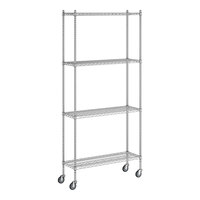 Regency 14" x 42" x 92" NSF Chrome Mobile Wire Shelving Starter Kit with 4 Shelves