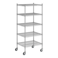 Regency 24" x 30" x 70" NSF Chrome Mobile Wire Shelving Starter Kit with 5 Shelves