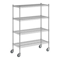 Regency 18" x 42" x 60" NSF Chrome Mobile Wire Shelving Starter Kit with 4 Shelves