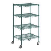 Regency 24" x 30" x 60" NSF Green Epoxy Mobile Wire Shelving Starter Kit with 4 Shelves