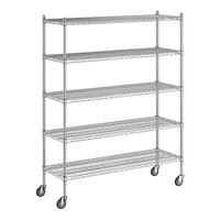 Regency 18" x 54" x 70" NSF Chrome Mobile Wire Shelving Starter Kit with 5 Shelves