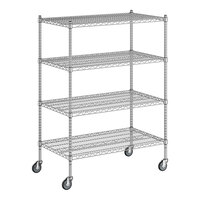 Regency 24" x 42" x 60" NSF Chrome Mobile Wire Shelving Starter Kit with 4 Shelves