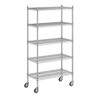 Regency 18" x 36" x 70" NSF Chrome Mobile Wire Shelving Starter Kit with 5 Shelves