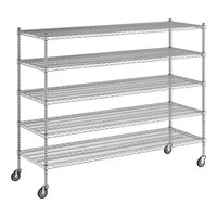 Regency 24" x 72" x 60" NSF Chrome Mobile Wire Shelving Starter Kit with 5 Shelves