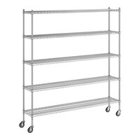 Regency 14" x 72" x 80" NSF Chrome Mobile Wire Shelving Starter Kit with 5 Shelves