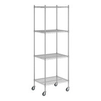 Regency 24" x 30" x 92" NSF Chrome Mobile Wire Shelving Starter Kit with 4 Shelves