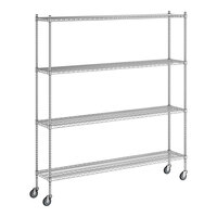 Regency 14" x 72" x 80" NSF Chrome Mobile Wire Shelving Starter Kit with 4 Shelves
