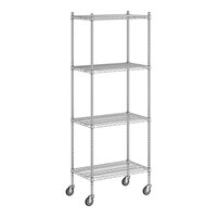 Regency 18" x 30" x 80" NSF Chrome Mobile Wire Shelving Starter Kit with 4 Shelves