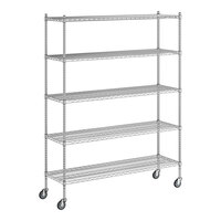 Regency 18" x 60" x 80" NSF Chrome Mobile Wire Shelving Starter Kit with 5 Shelves
