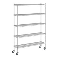 Regency 14" x 54" x 80" NSF Chrome Mobile Wire Shelving Starter Kit with 5 Shelves