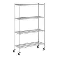 Regency 18" x 48" x 80" NSF Chrome Mobile Wire Shelving Starter Kit with 4 Shelves