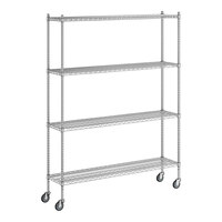 Regency 14" x 60" x 80" NSF Chrome Mobile Wire Shelving Starter Kit with 4 Shelves