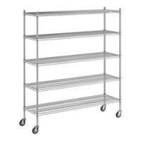 Regency 18" x 60" x 70" NSF Chrome Mobile Wire Shelving Starter Kit with 5 Shelves