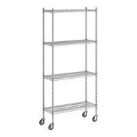 Regency 14" x 36" x 80" NSF Chrome Mobile Wire Shelving Starter Kit with 4 Shelves