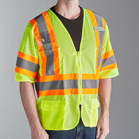 Cordova Lime Class 3 Mesh High Visibility Safety Vest with Two-Tone Reflective Tape - 5XL