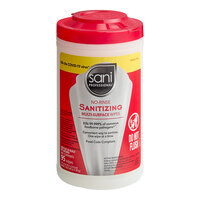 Sani Professional 7 3/4" x 9" 95 Count No-Rinse Sanitizing Multi-Surface Wipes - 6/Case