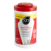 Sani Professional 7 3/4" x 5" 175 Count No-Rinse Sanitizing Multi-Surface Wipes - 6/Case