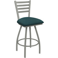 Holland Bar Stool XL 410 Jackie 30" Ladderback Swivel Bar Stool with Anodized Nickel Finish and Graph Tidal Seat