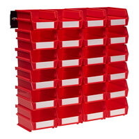 Triton Products LocBin Wall Storage System with (24) 5 3/8" Red Bins and (2) Rails 3-210RWS