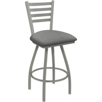 Holland Bar Stool XL 410 Jackie 30" Ladderback Swivel Bar Stool with Anodized Nickel Finish and Graph Alpine Seat