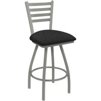 Holland Bar Stool XL 410 Jackie 30" Ladderback Swivel Bar Stool with Anodized Nickel Finish and Graph Coal Seat