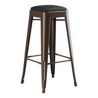 Lancaster Table & Seating Alloy Series Copper Indoor Backless Barstool with Black Vinyl Cushion