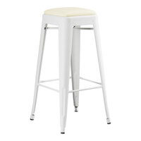 Lancaster Table & Seating Alloy Series Pearl White Indoor Backless Barstool with White Vinyl Cushion