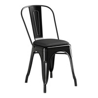 Lancaster Table & Seating Alloy Series Onyx Black Indoor Cafe Chair with Onyx Black Vinyl Cushion