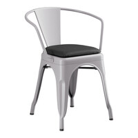 Lancaster Table & Seating Alloy Series Nickel Gray Indoor Arm Chair with Black Vinyl Cushion