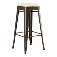 Lancaster Table & Seating Alloy Series Copper Indoor Backless Barstool with White Vinyl Cushion