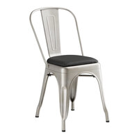 Lancaster Table & Seating Alloy Series Silver Indoor Cafe Chair with Black Vinyl Cushion