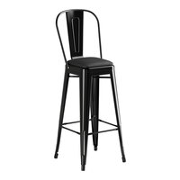 Lancaster Table & Seating Alloy Series Onyx Black Indoor Cafe Barstool with Onyx Black Vinyl Cushion