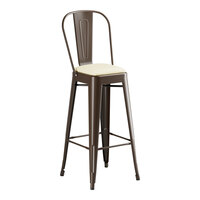 Lancaster Table & Seating Alloy Series Copper Indoor Cafe Barstool with White Vinyl Cushion