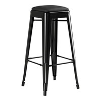 Lancaster Table & Seating Alloy Series Onyx Black Indoor Backless Barstool with Onyx Black Vinyl Cushion