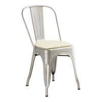 Lancaster Table & Seating Alloy Series Silver Indoor Cafe Chair with White Vinyl Cushion