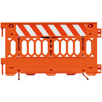 Plasticade Pathcade 6' Orange Interlocking Parade Barricade with 1 Section of High Intensity Prismatic Grade Striped Sheeting on Both Sides 2008-O-HIPLR-T