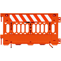 Plasticade Pathcade 6' Orange Interlocking Parade Barricade with 1 Section of Engineer Grade Striped Sheeting on Both Sides 2008-O-EGLR-T