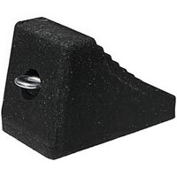 Plasticade 9" x 5" x 6" Black Rubber Wheel Chock with Eyebolt and Tire Grip Ridges W97-E