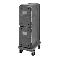 Cambro Pro Cart Ultra® Tall Charcoal Gray Pan Carrier with Security Package - 2 Active Hot Compartments PCU1000HHSP615