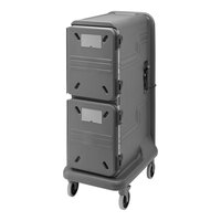 Cambro Pro Cart Ultra® Tall Charcoal Gray Pan Carrier with Security Package - 1 Active Cold / 1 Passive Compartment PCU800CPSP615