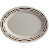 Thunder Group AD209AA 9 1/2" x 7 1/4" Beige Arcadia Oval Melamine Platter - 12/Case