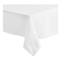 Choice 54" x 114" Rectangular White Seamless 100% Spun Polyester Hemmed Cloth Table Cover