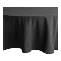 Choice 120" Round Black Seamless 100% Spun Polyester Hemmed Cloth Table Cover