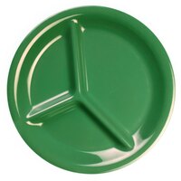 Thunder Group CR710GR 10 1/4" Green 3-Compartment Melamine Plate - 12/Pack