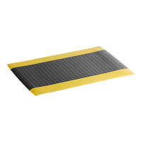 Lavex Diamond Deluxe 2' x 3' Black Anti-Fatigue Mat with Yellow Borders