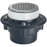 Zurn Elkay EZ1-PV4 EZ1 PVC Floor Drain with 5" Round Nickel Bronze Strainer and 4" Solvent Weld Outlet