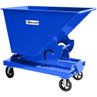 Jescraft 10 Gauge Steel Self-Dumping Forklift Hopper with 8" Mold-On Rubber Casters and Bumper Release