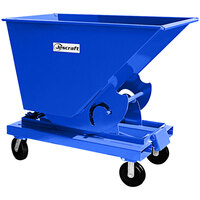Jescraft 1 Cubic Yard 10 Gauge Steel Self-Dumping Forklift Hopper with 8" Phenolic Casters and Bumper Release DH-10BRPH8-2R2SMD - 3000 lb. Capacity
